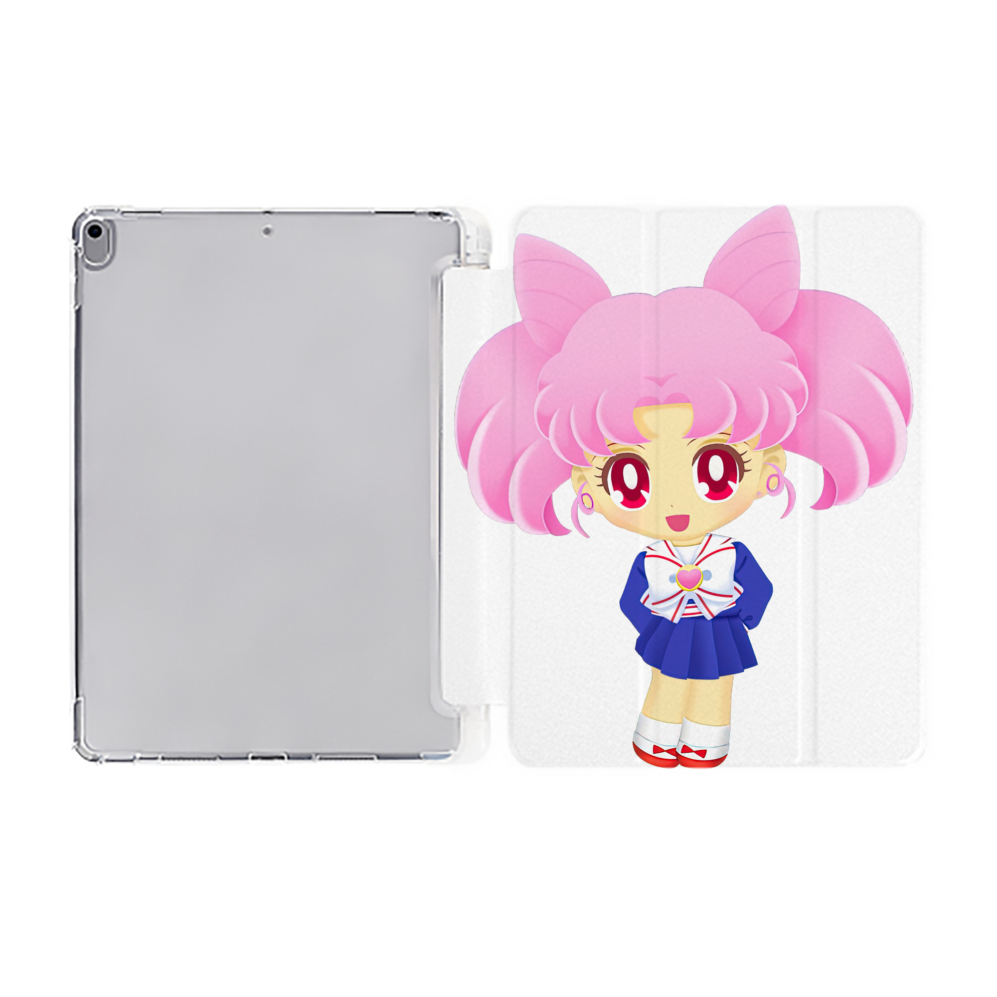 （画像用） 美少女戦士セーラームーン ちびうさ Sailor Moon Chibiusa Tsukino Usagi Small Lady Serenity IPad ケース ペン収納付き 三つ折りスタンド PUレザー×シリコン 対応機種9.5/10.5/10.9インチ